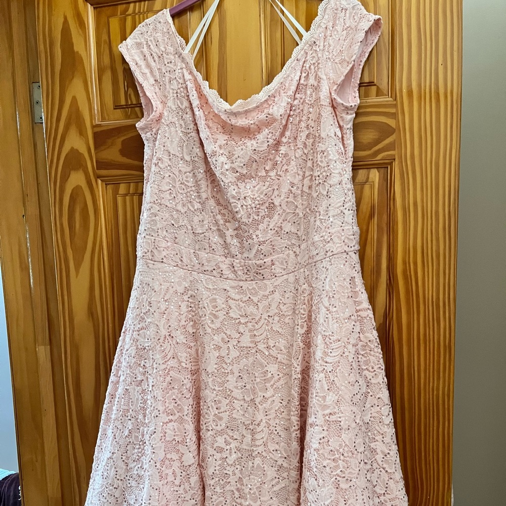 B. Darlin Plus Size pale pink sequined dress